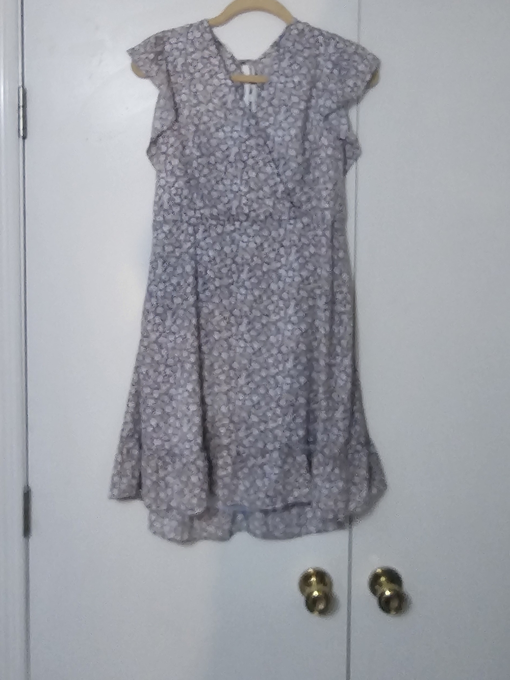 bohme Lavender Floral Ruffle Sleeve Mini Dress Backless W/ Tie Closure